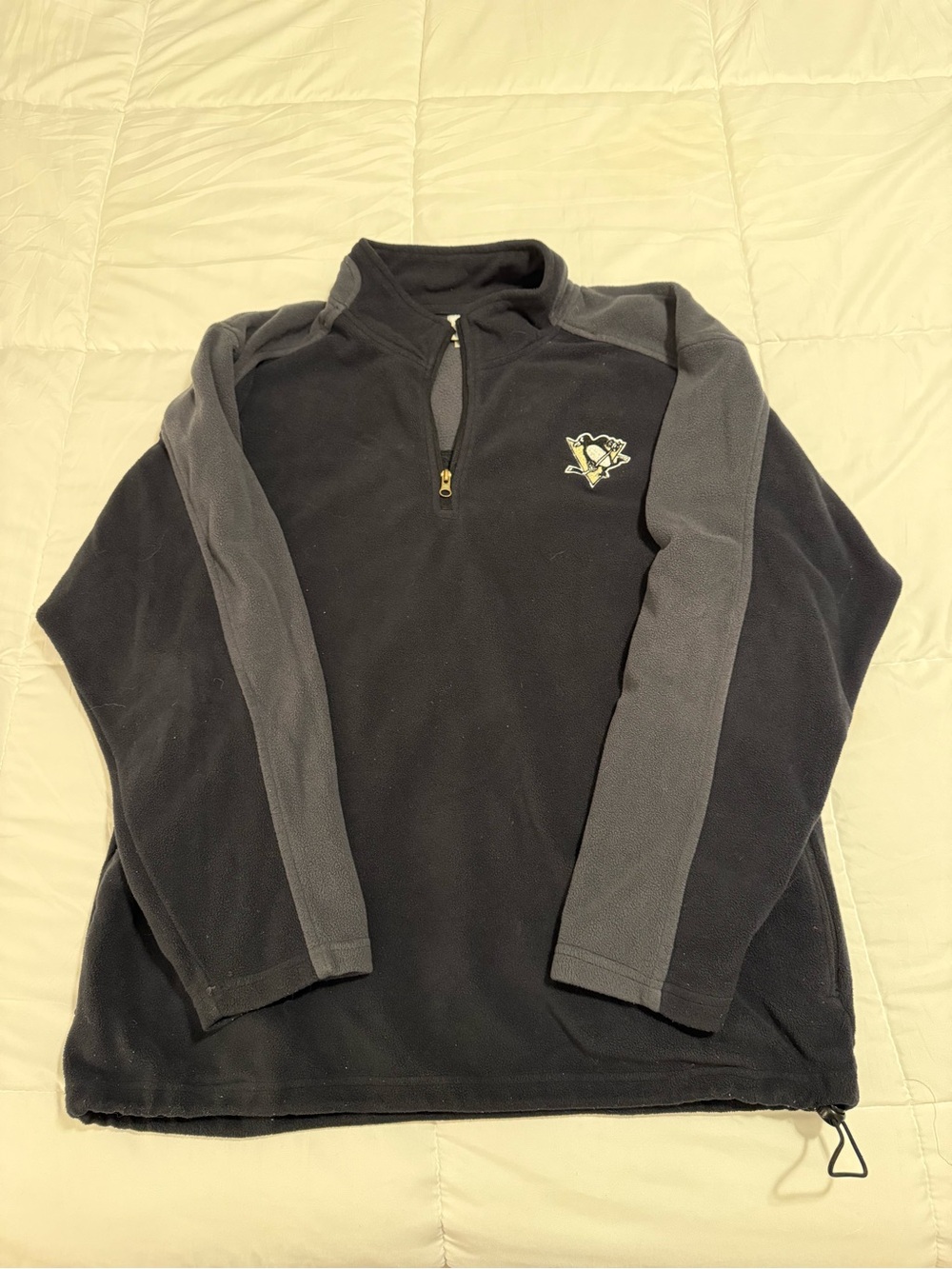 NHL vintage men’s Pittsburgh penguins fleece quarter zip sweat shirt gray/black